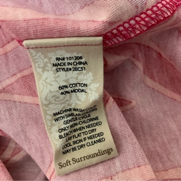 Soft Surrounding. Twilight Luau Twisted Front Blouse. Bright Rose Abst. Size Med - Picture 6 of 8